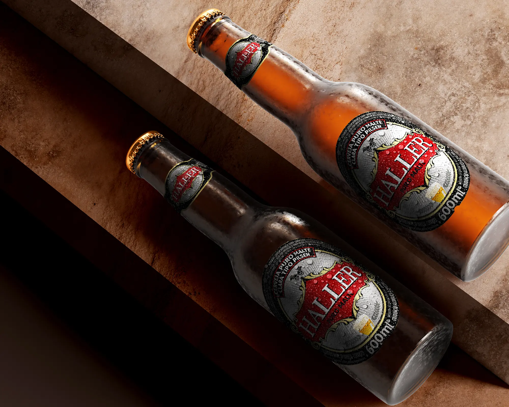 Design de embalagem da cerveja artesanal Haller Puro Malte